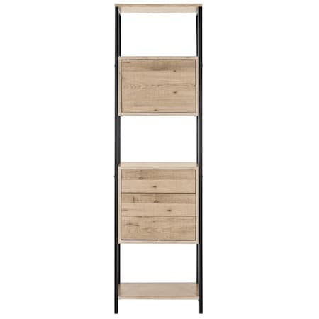 Safavieh 19.7 x 11.8 x 71.6 in. Gabrielle Etagere Bookcase with MDF Oak Veneer & Black Iron FOX4274A